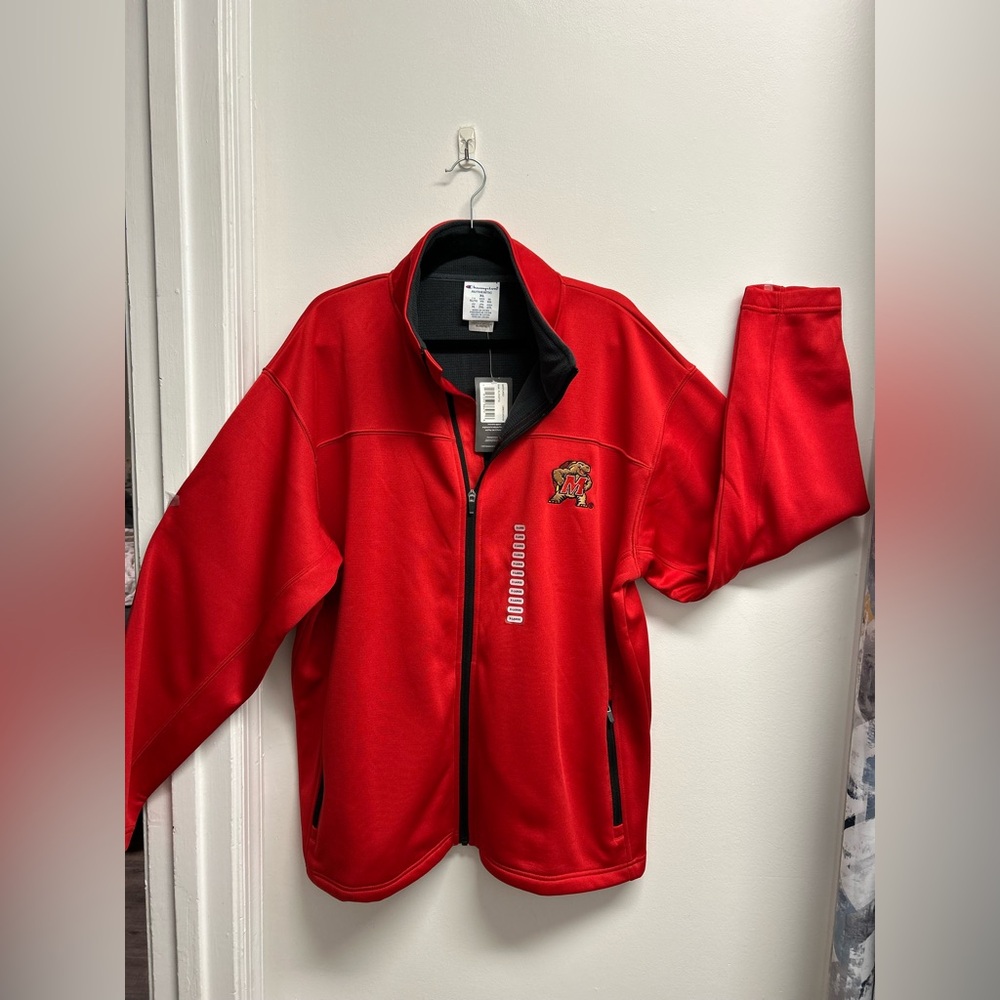 NCAA Maryland Terrapins Licensed Red Full-Zip Jacket with Embroidered Logo